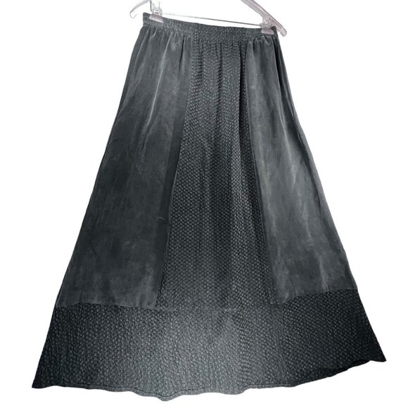 Vtg Wild Rose Midi Maxi Skirt Set 2 piece Womens 14 Gray Boho Rayon Textured USA - Picture 10 of 16